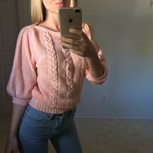 Vintage Pink 3/4 Sleeve Sweater Small